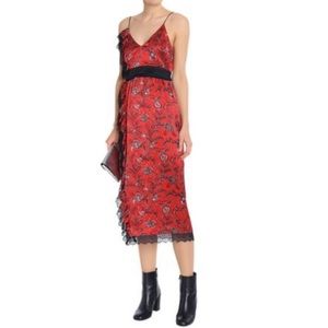 NWT Cinq a Sept Red Petra Silk Lace Dress 2